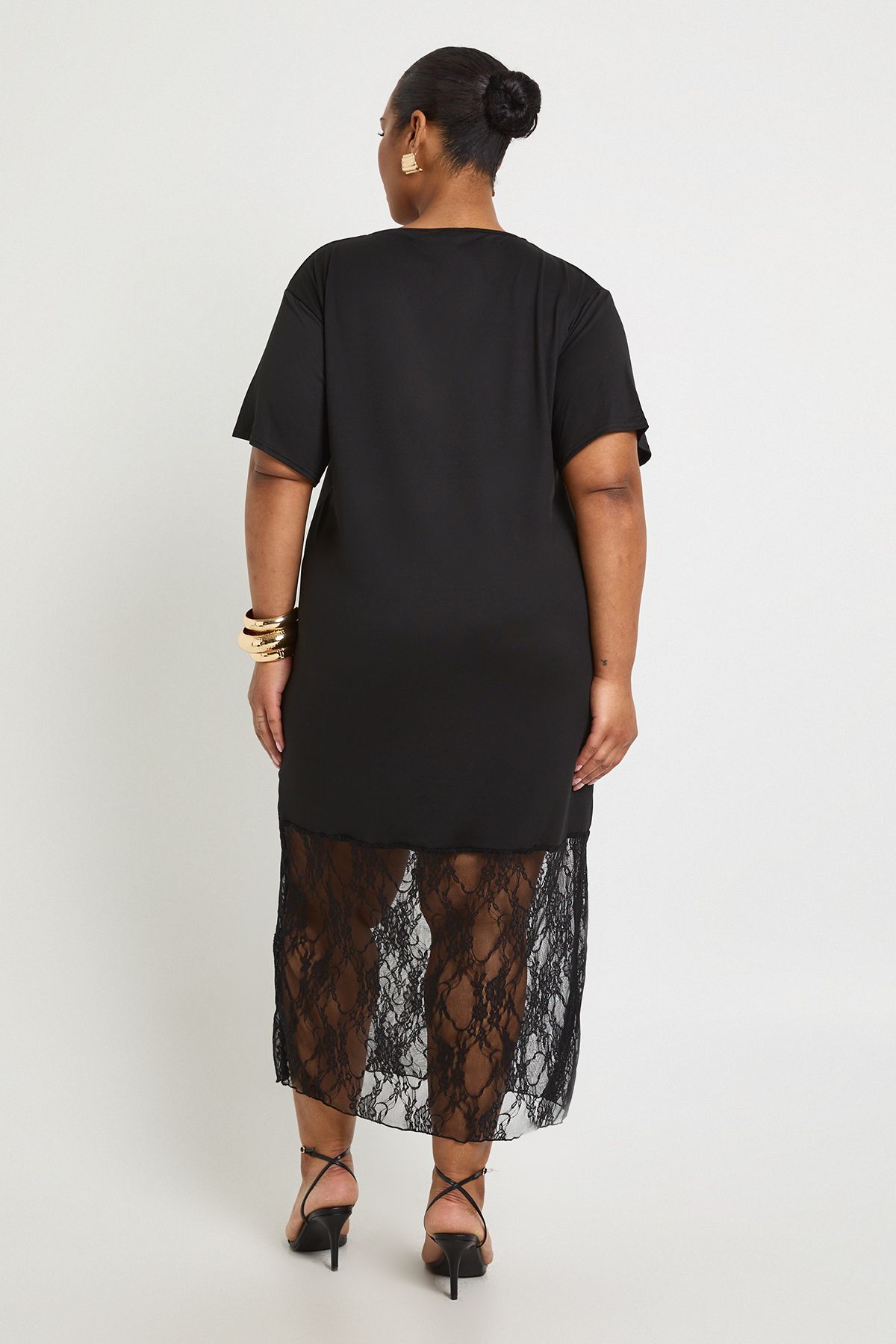 Plus Lace Detail Midaxi T-Shirt Dress - Image 2