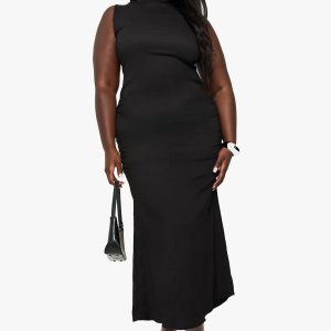 Plus Textured Ruched Midaxi Dress
