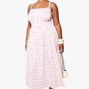 Plus Floral Bengaline Midi Skater Dress