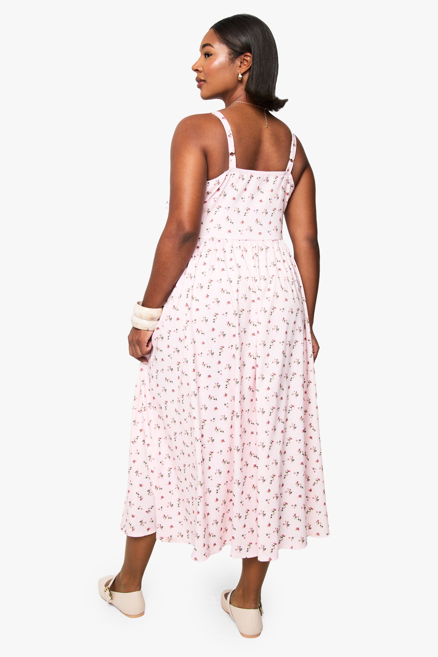 Plus Floral Bengaline Midi Skater Dress - Image 2