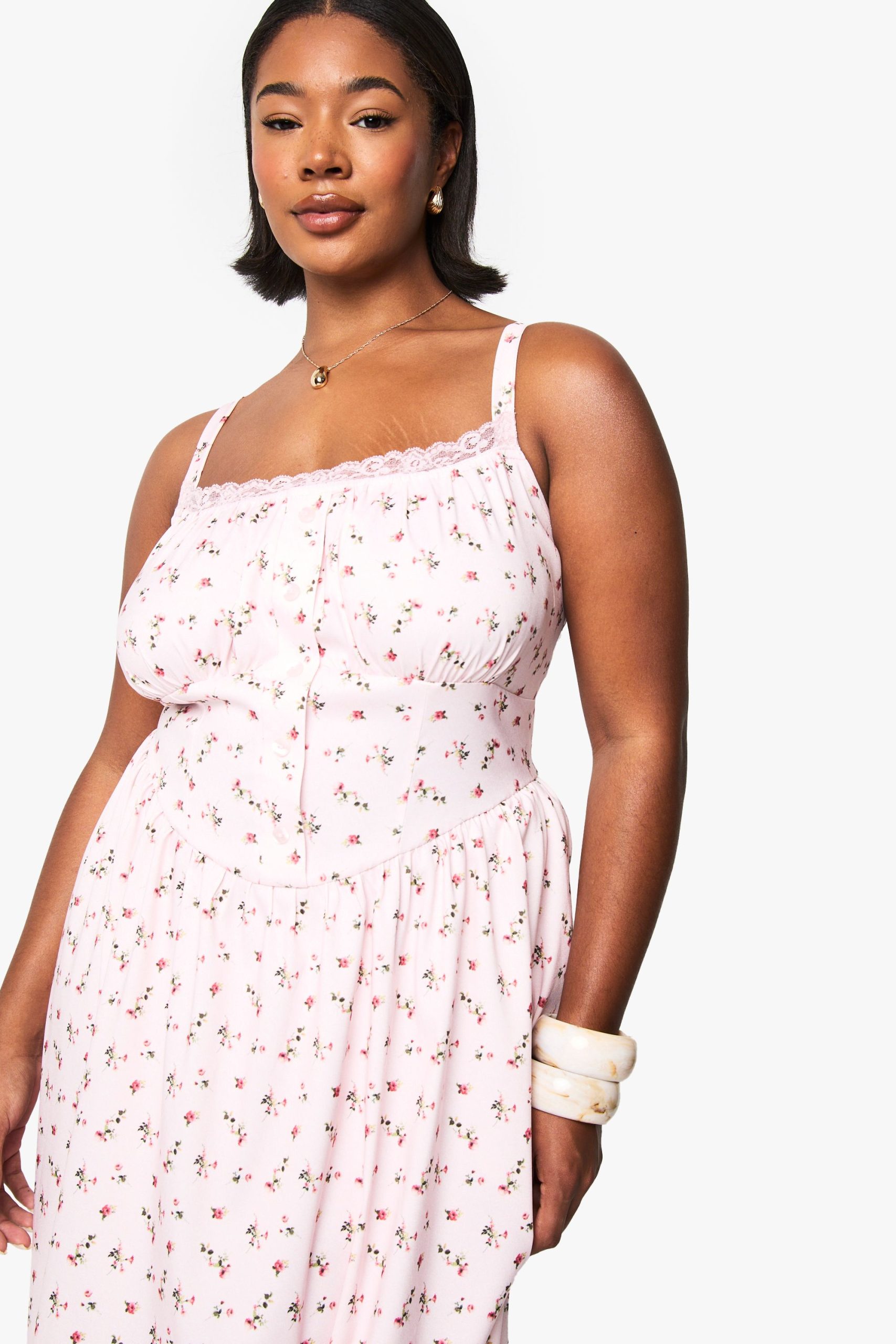 Plus Floral Bengaline Midi Skater Dress - Image 4