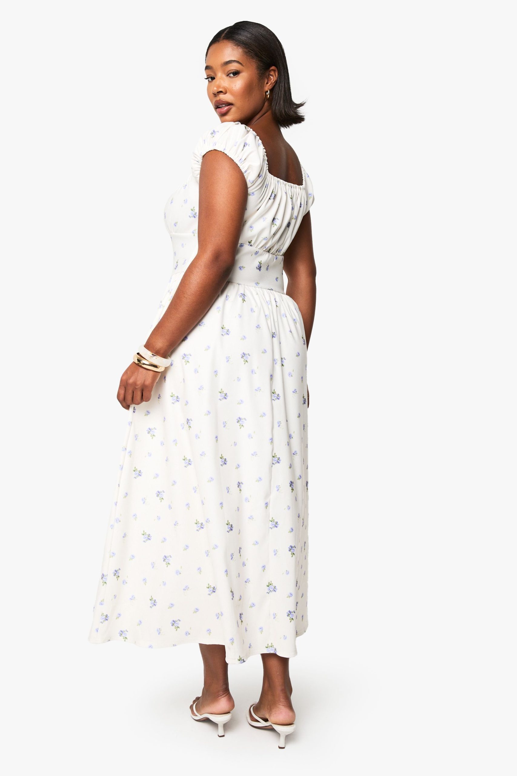 Plus Bengaline Ditsy Midi Skater Dress - Image 2