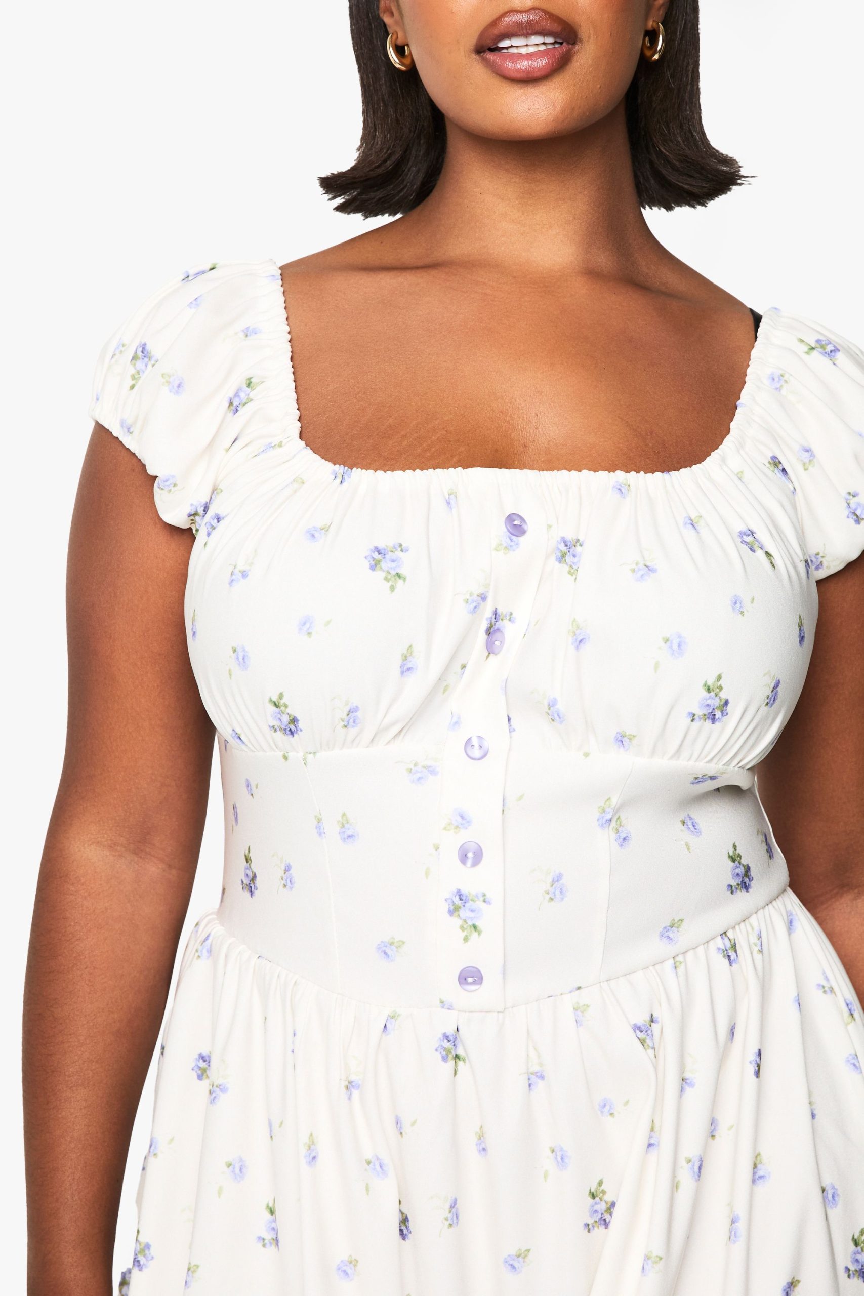 Plus Bengaline Ditsy Midi Skater Dress - Image 4