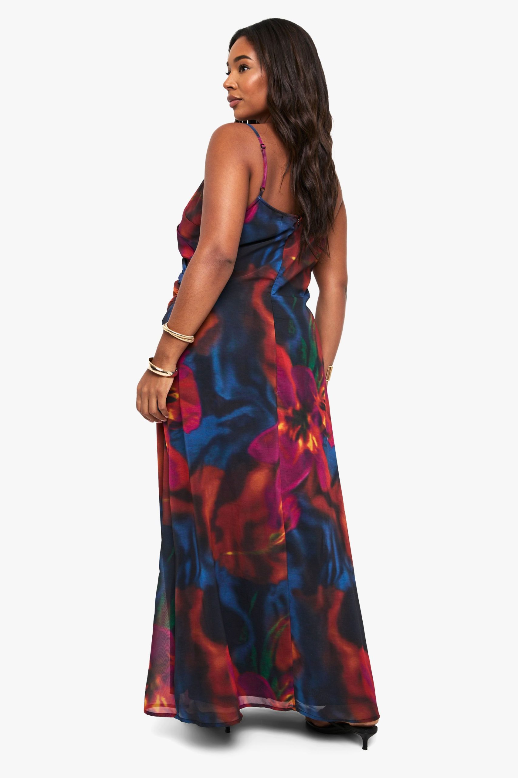 Plus Printed Chiffon Wrap Maxi Dress - Image 2