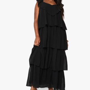 Plus Chiffon Ruffle Maxi Dress