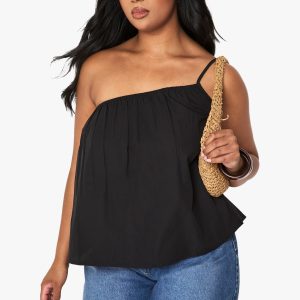 Plus Cotton Poplin One Shoulder Cami