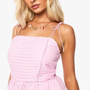 Pleated Broderie Crop Top