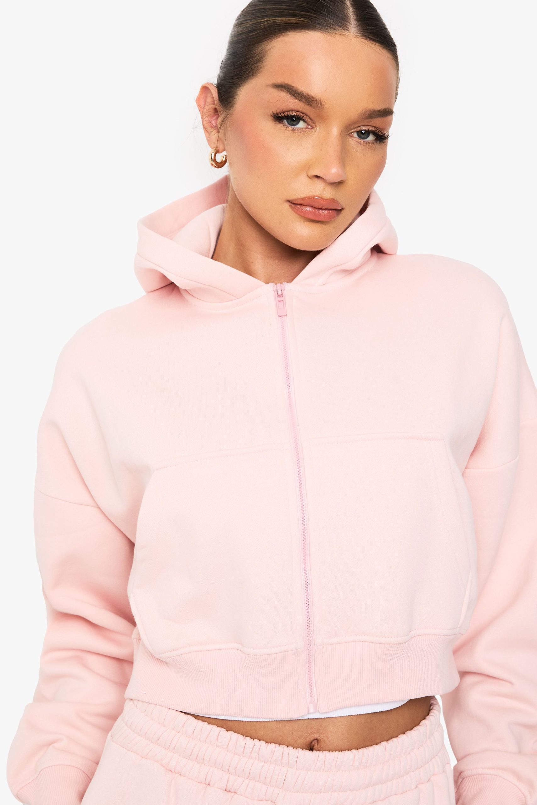 Boxy Balloon Sleeve Oversized Zip Through Hoodie - Image 4