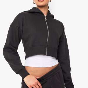 Shrunken Zip Through Hoodie