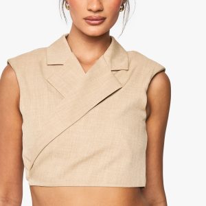 Marl Shoulder Pad Tie Detail Waistcoat
