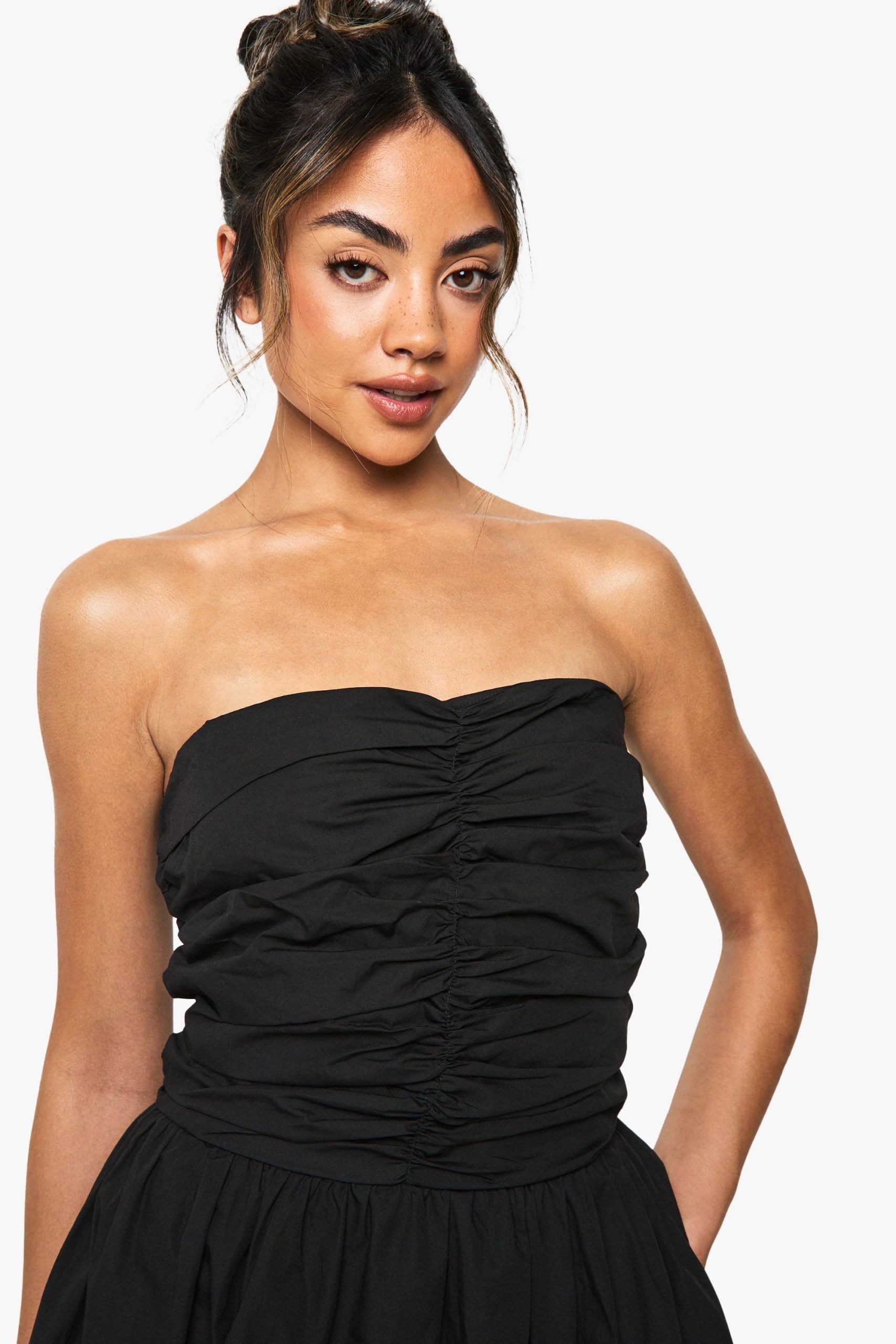Cotton Poplin Ruched Detail Midi Dress - Image 4