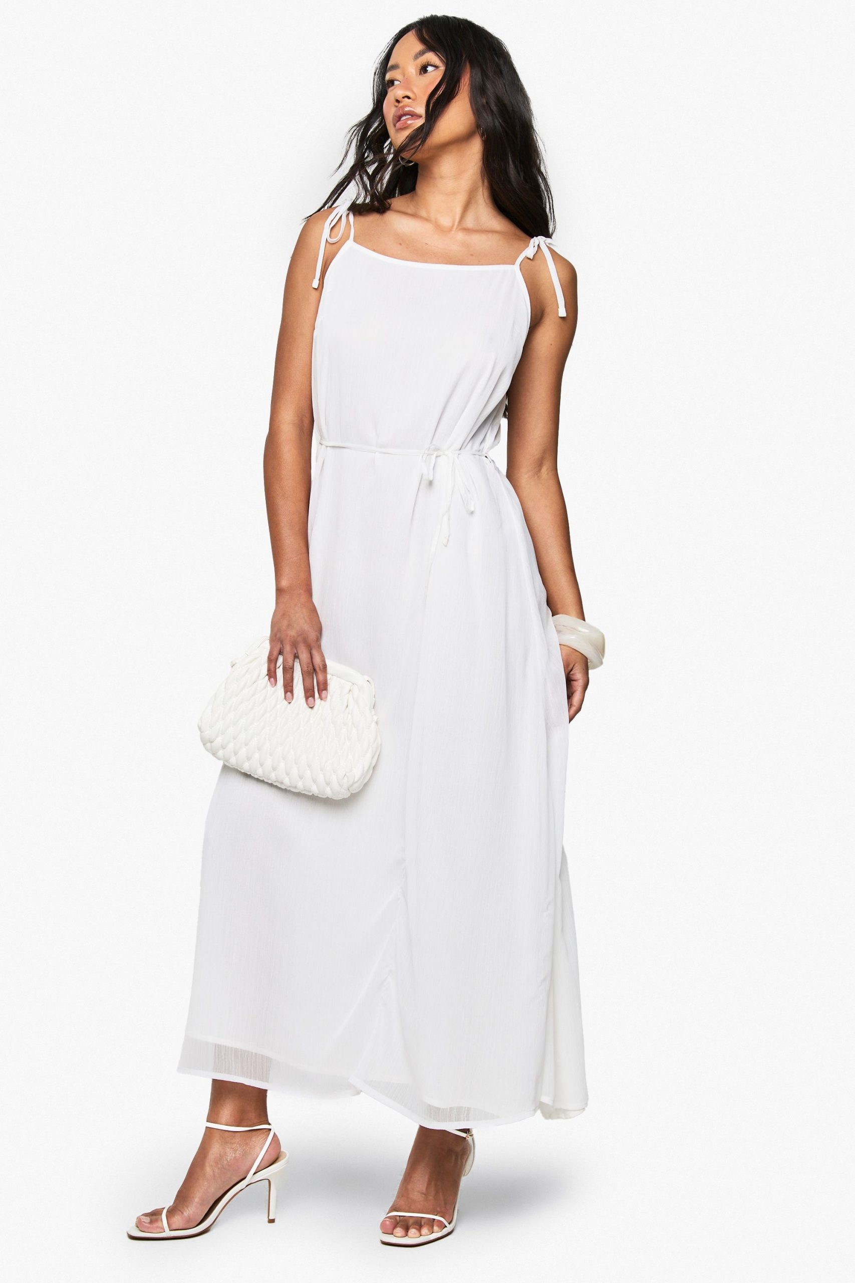 Tie Detail Chiffon Midaxi Dress