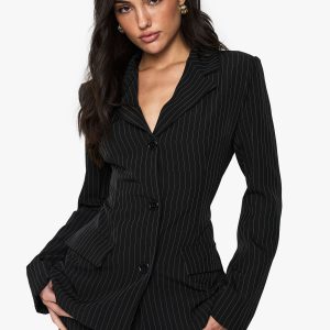 Pinstripe Structured Tailored Blazer