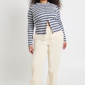 Plus Elasticated Drawstring Waist Wide Leg Jeans