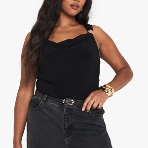 Plus Gold Trim Cowl Front Bodysuit