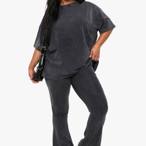 Plus Acid Wash Flared Legging