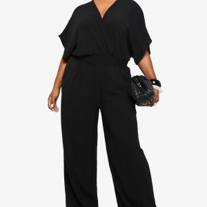 Plus Blouson Sleeve Wide Leg Jumpsuit