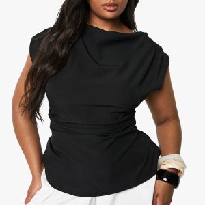 Plus Cowl Front Asymetric Top