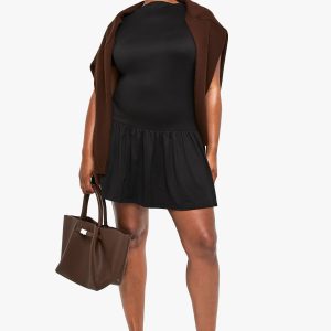 Plus Supersoft High Neck Drop Hem Skater Dress