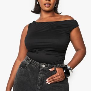 Plus Supersoft Rouched Bardot Bodysuit