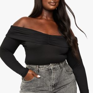 Plus Supersoft Rouched Bardot Bodysuit