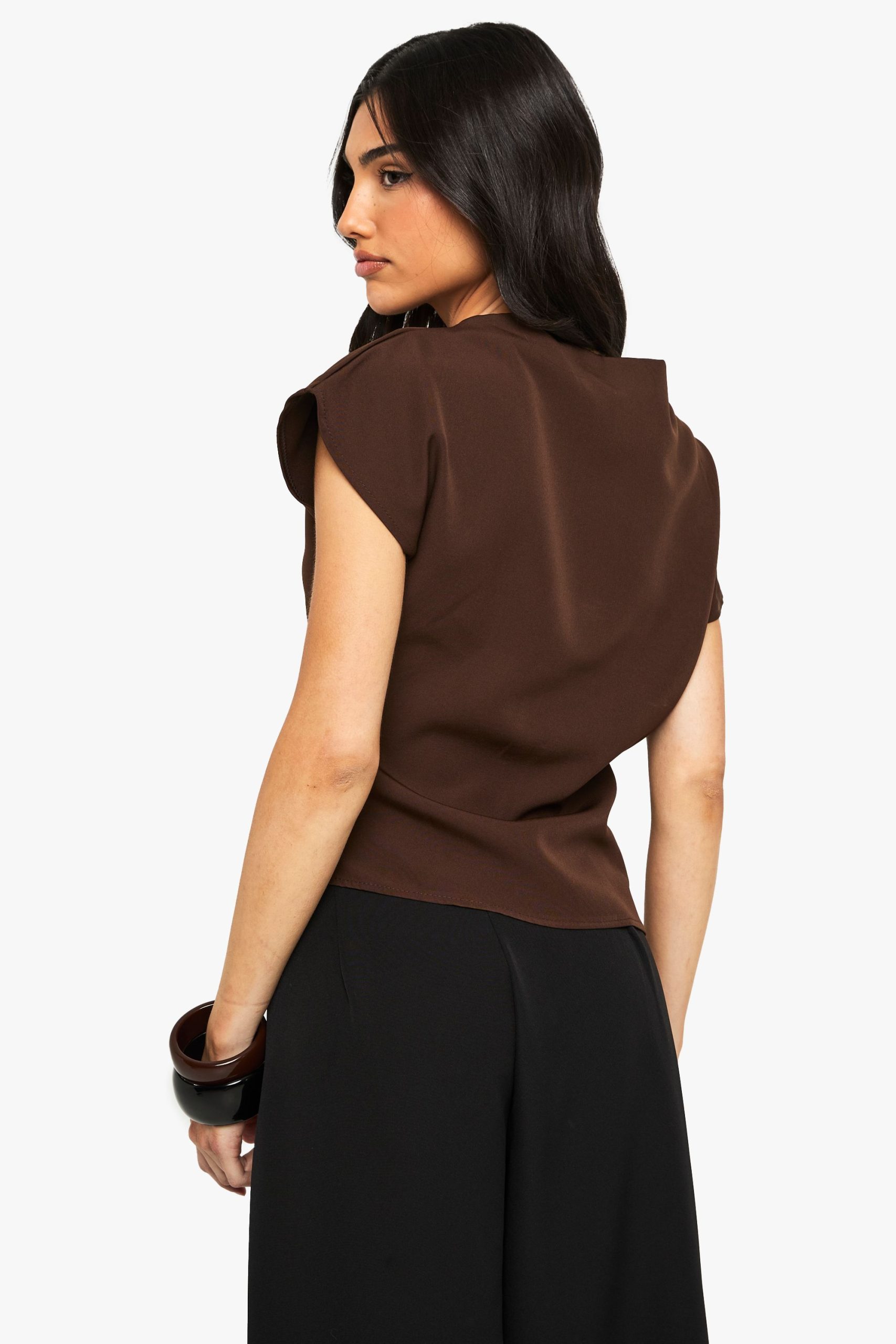 Woven Ruched Side Split Top - Image 2
