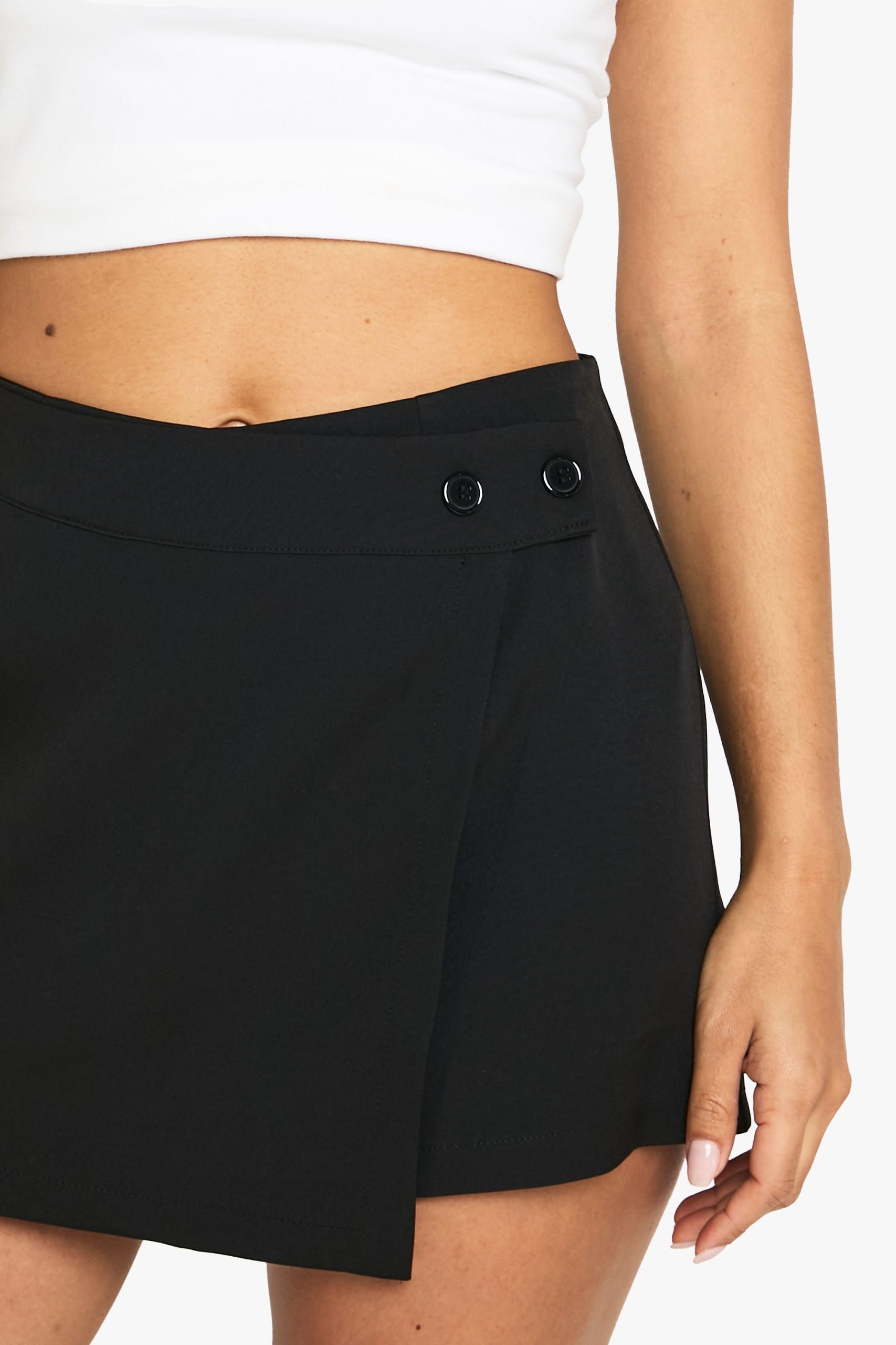 Woven Button Wrap Skort - Image 4