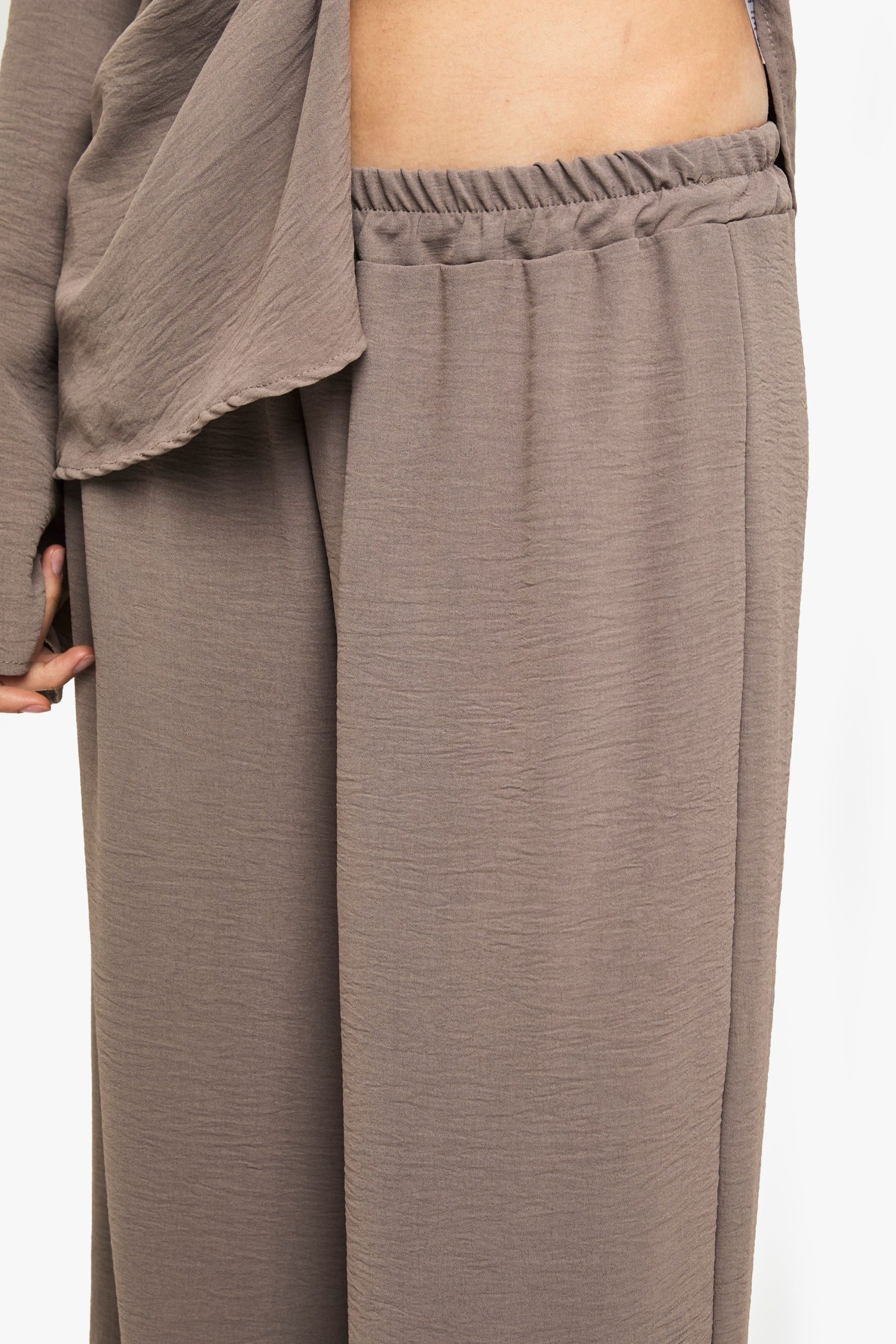 Woven Elastic Waist Wide Leg Trousers - Image 4