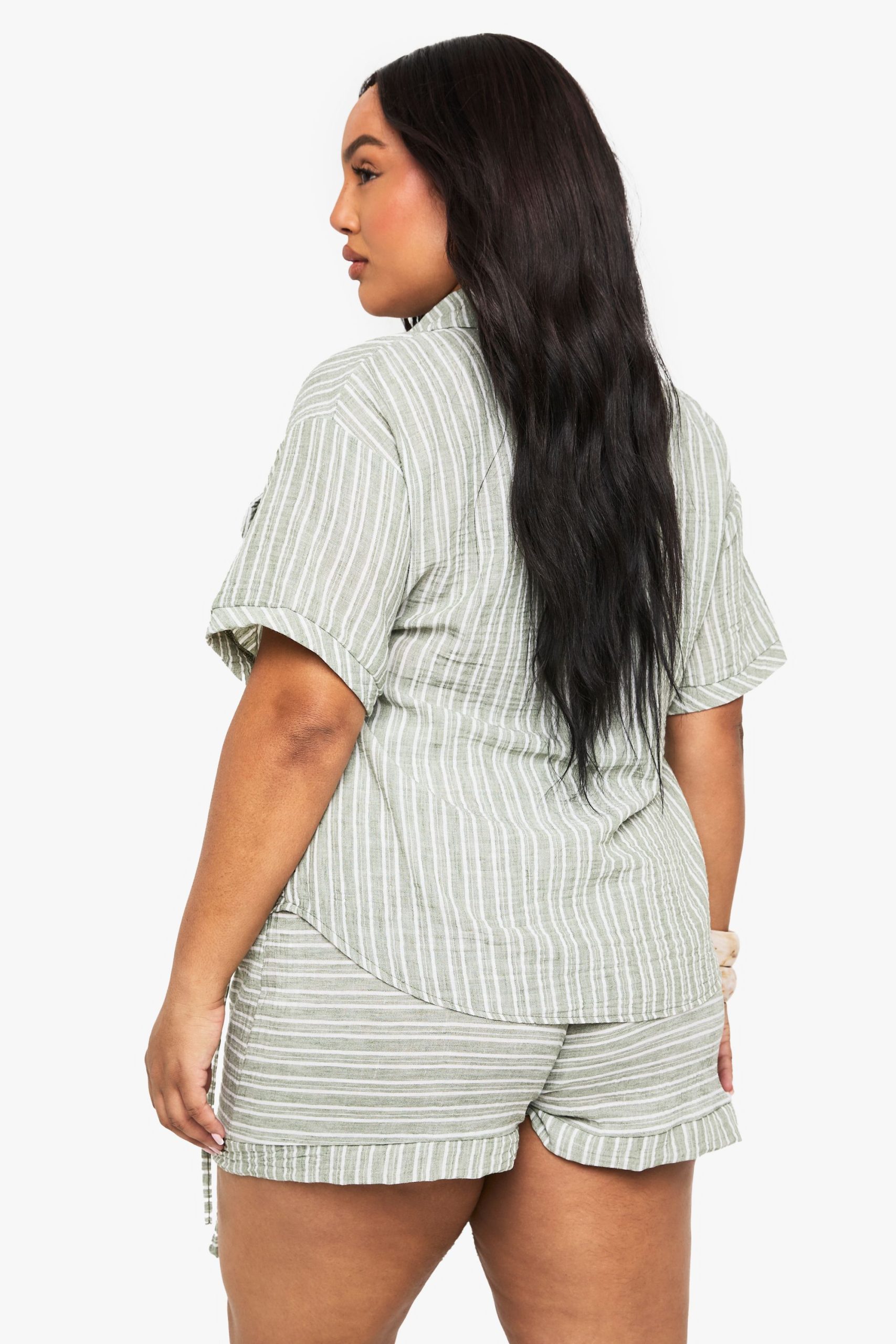 Plus Stripe Linen Skort - Image 2