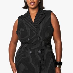 Plus Tie Front Pinstripe Waistcoat