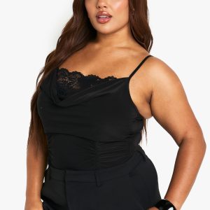 Plus Lace Insert Slinky Bodysuit