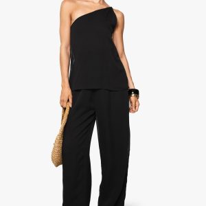 Tall Chiffon Textured Draped Wide Leg Jumpsuit