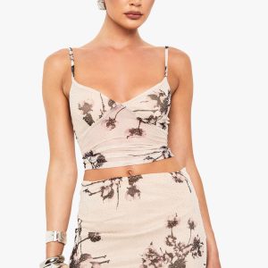 Hot Fix Printed Mesh Lined Flippy A-Line Mini Skirt