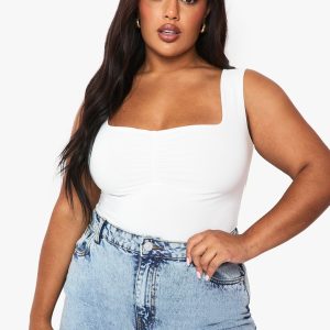 Plus Double Layer Ruched Front Bodysuit