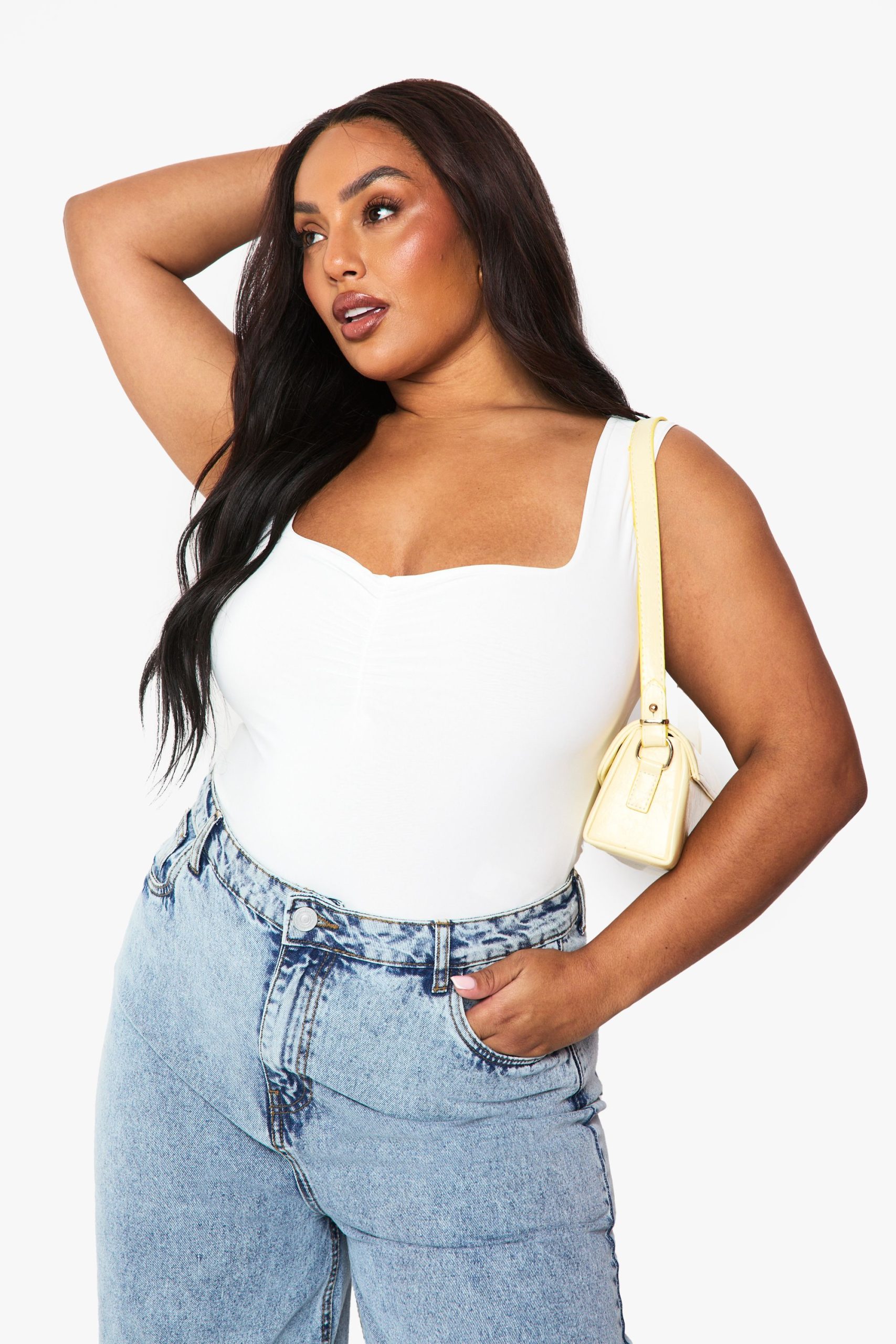 Plus Double Layer Ruched Front Bodysuit - Image 3