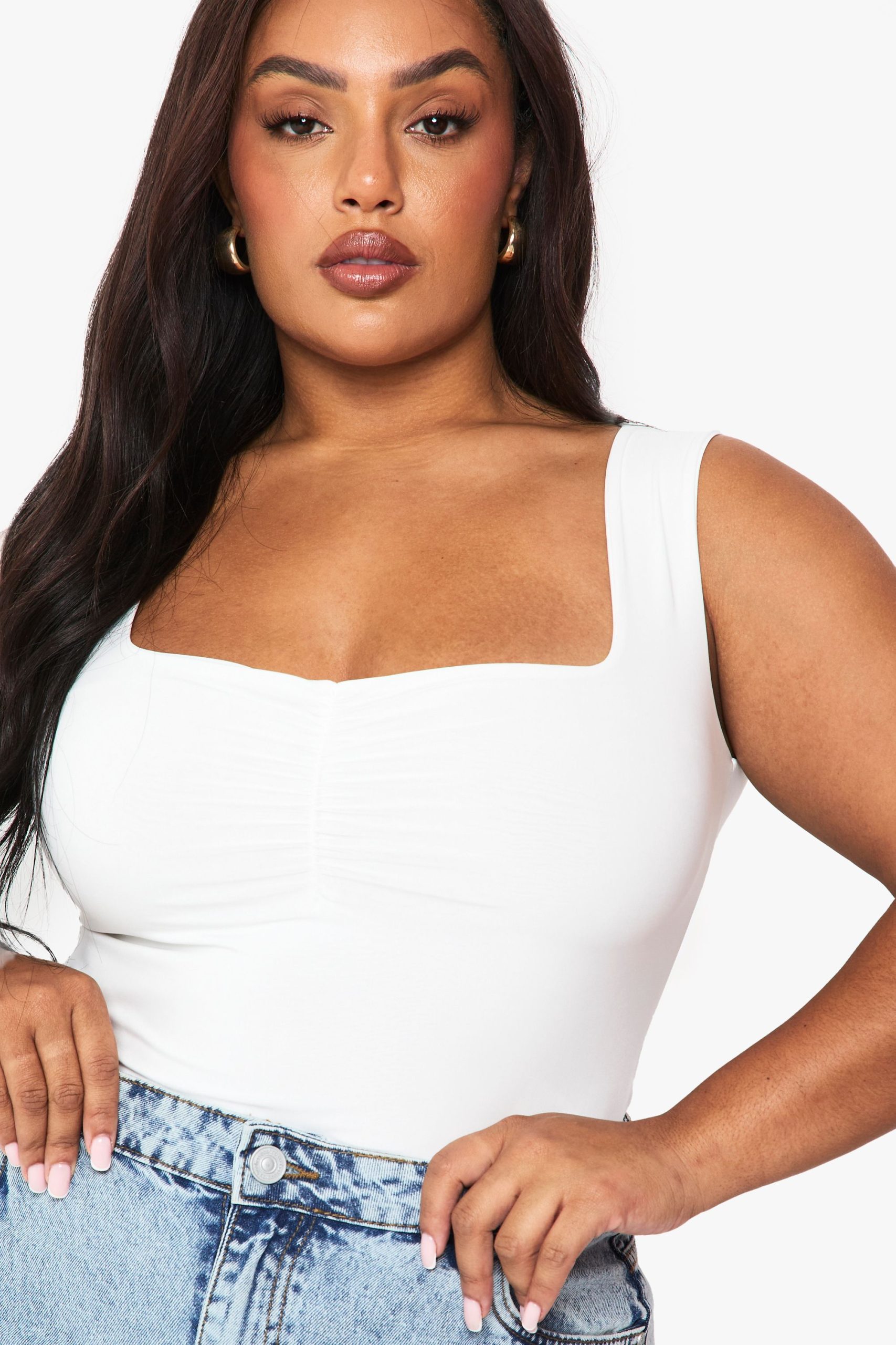 Plus Double Layer Ruched Front Bodysuit - Image 4