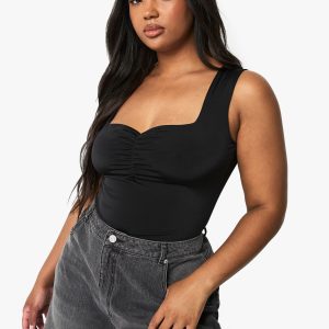 Plus Double Layer Ruched Front Bodysuit