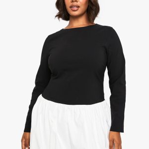plus bengaline contrast puffball mini dress