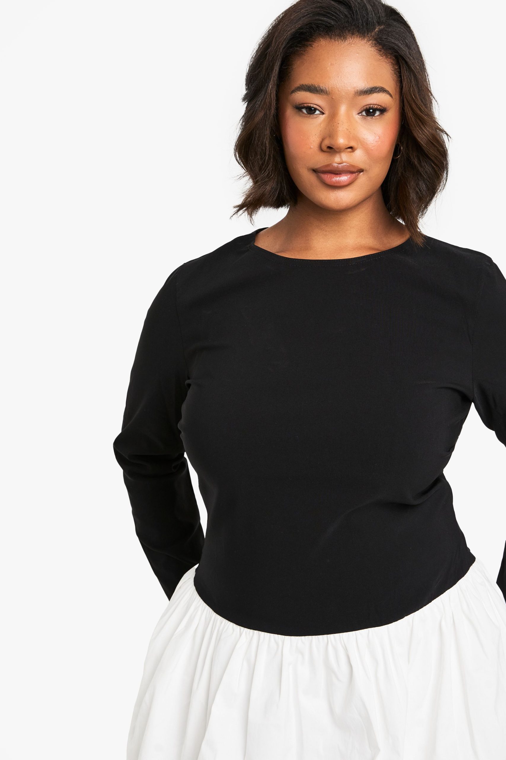 plus bengaline contrast puffball mini dress - Image 4