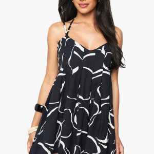 Abstract Floral Halterneck Mini Dress