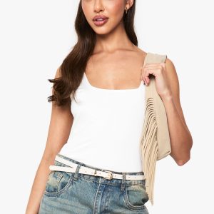 Double Layer Slinky Scoop Neck Bodysuit