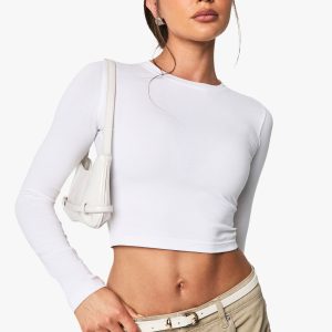 Basic Long Sleeve Crew Neck Crop Top