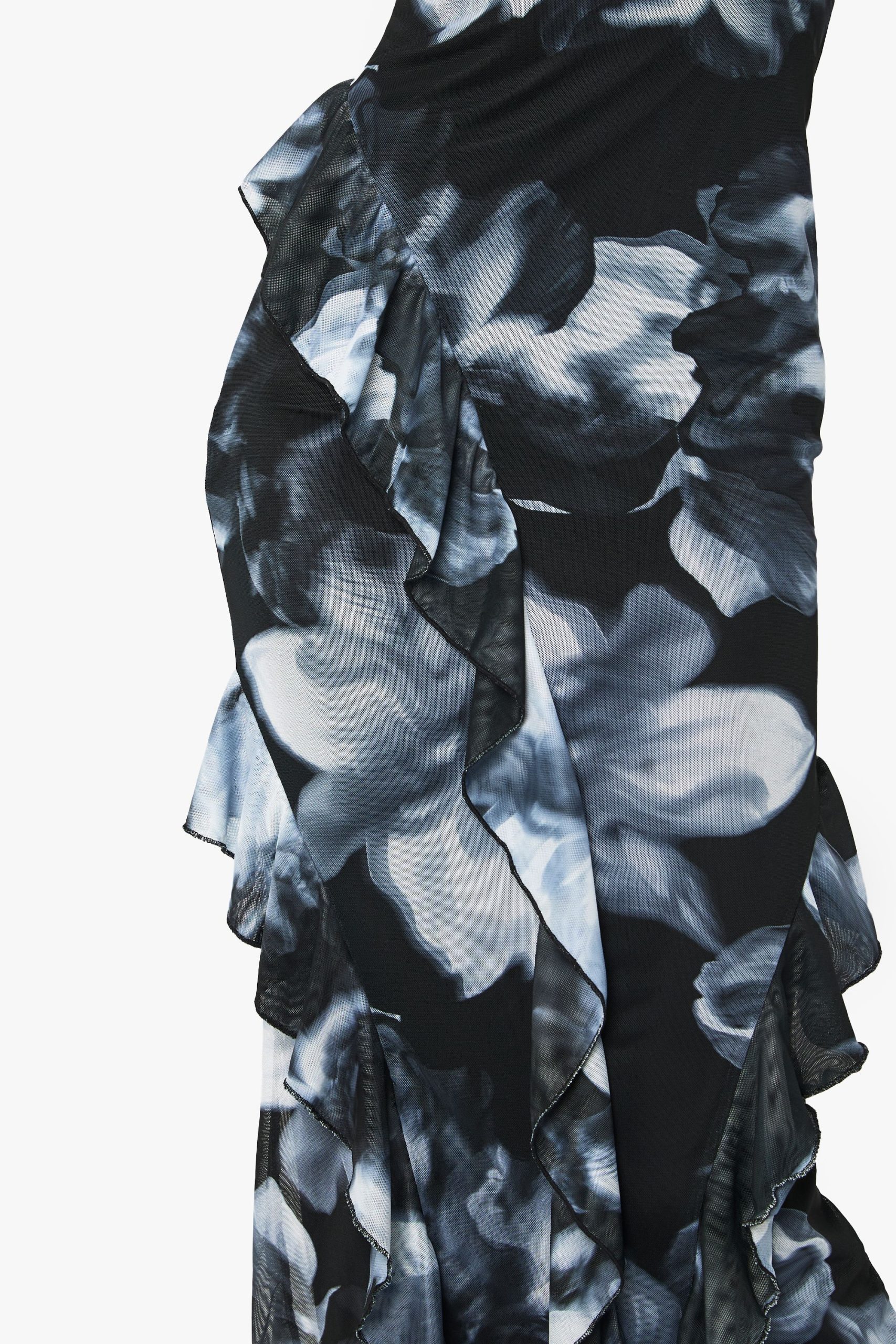 Tall Bandaeu Floral Mesh Ruffle Midaxi Dress - Image 4