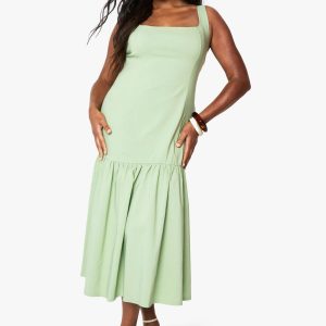 Plus drop hem midaxi skater dress