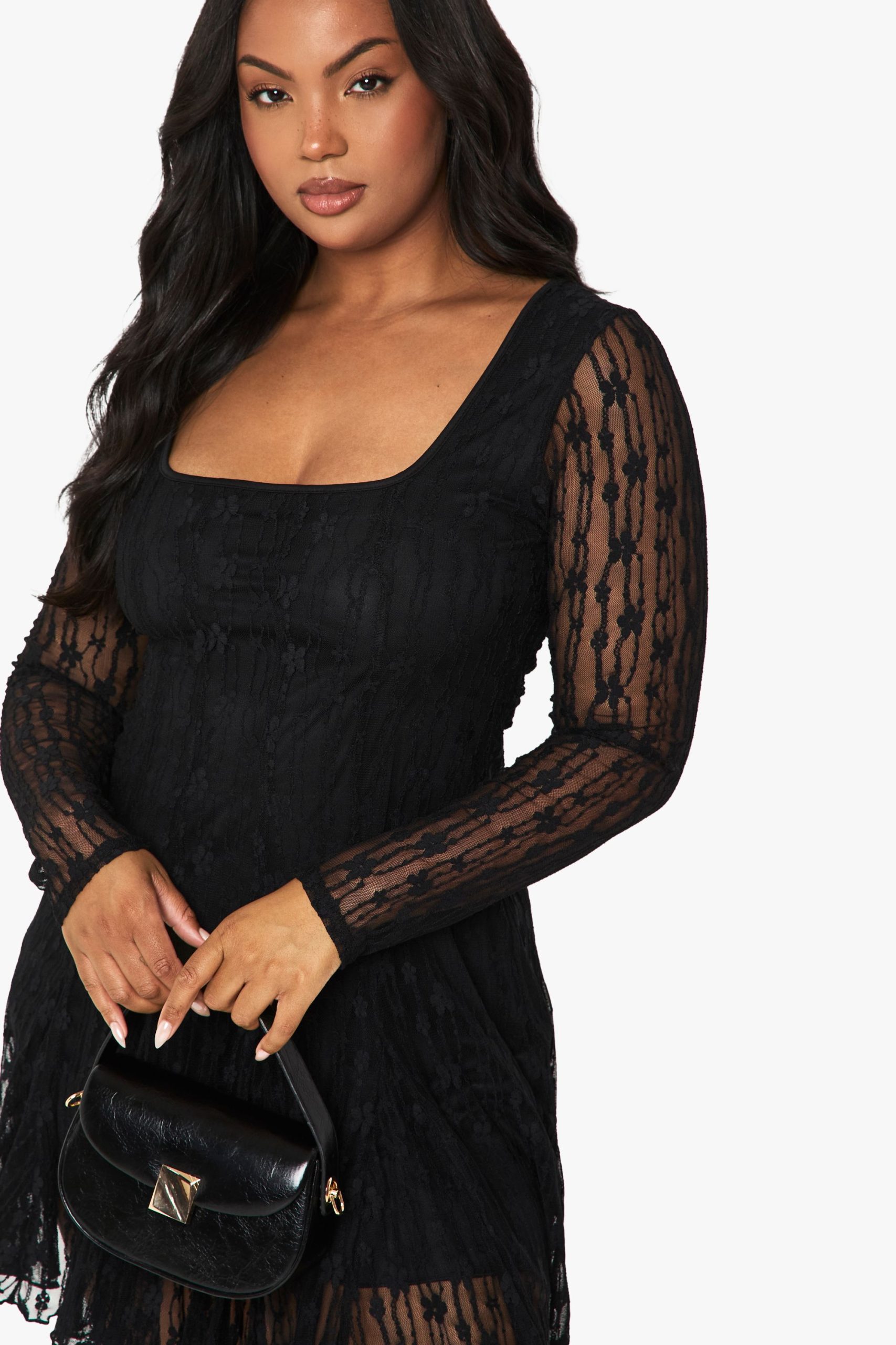 Plus lace godet mini skater dress - Image 4