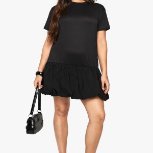Plus contrast puffball oversized t-shirt dress