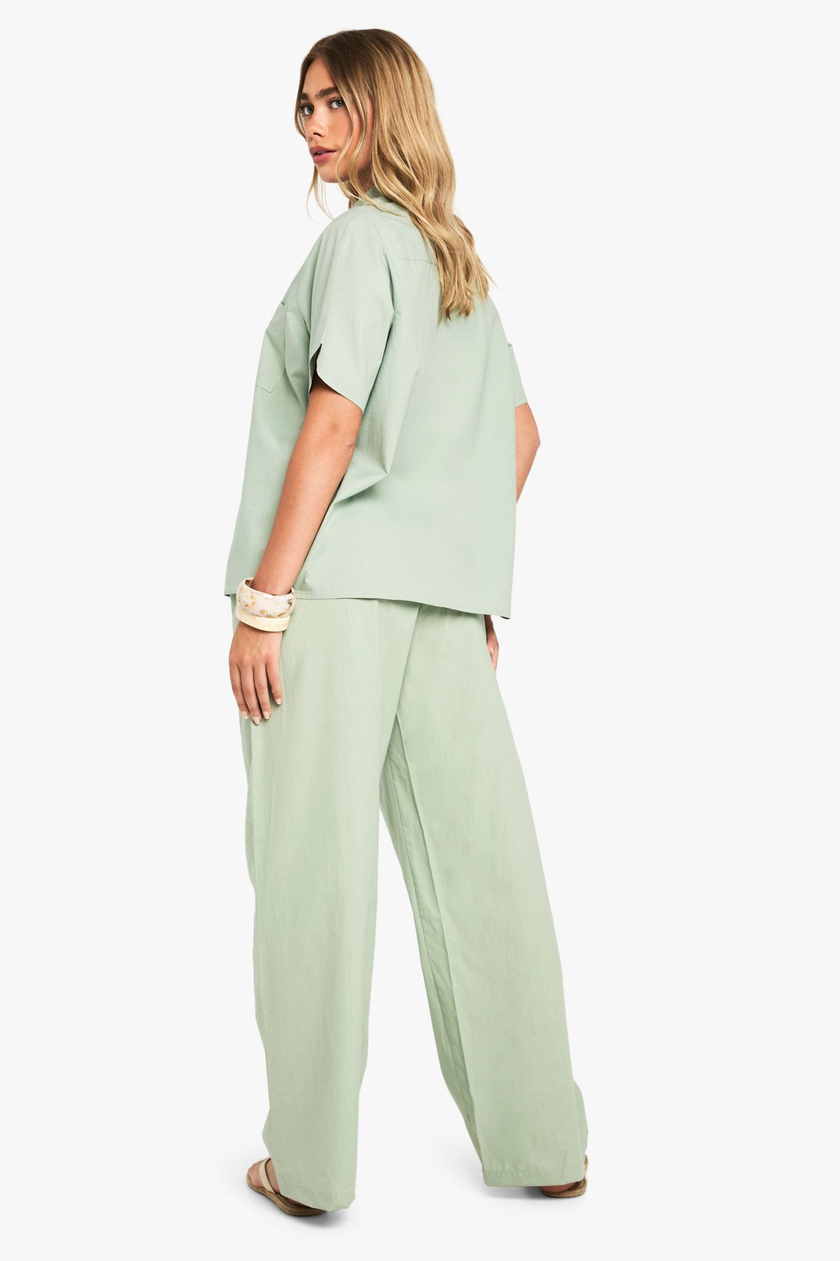 Cotton Poplin Wide Leg Trousers - Image 2