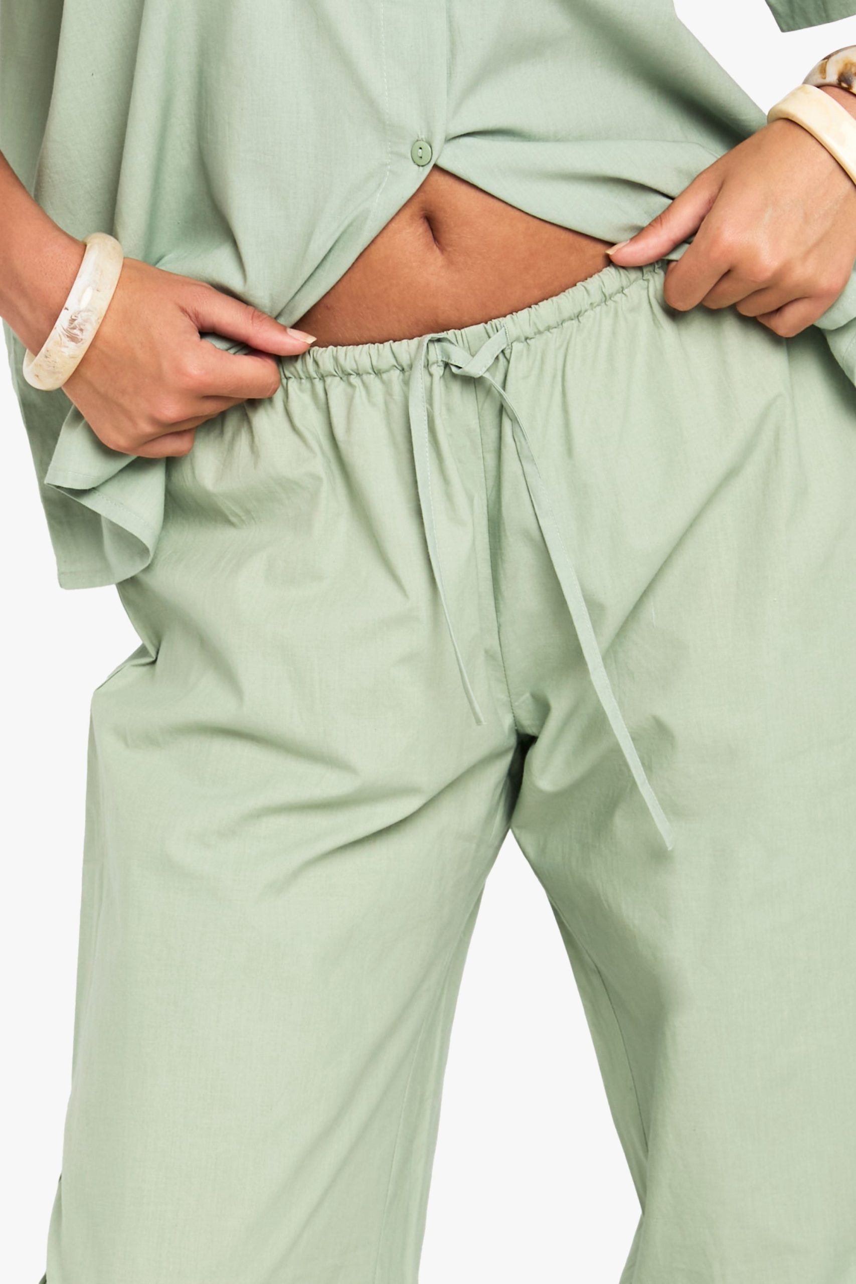Cotton Poplin Wide Leg Trousers - Image 4
