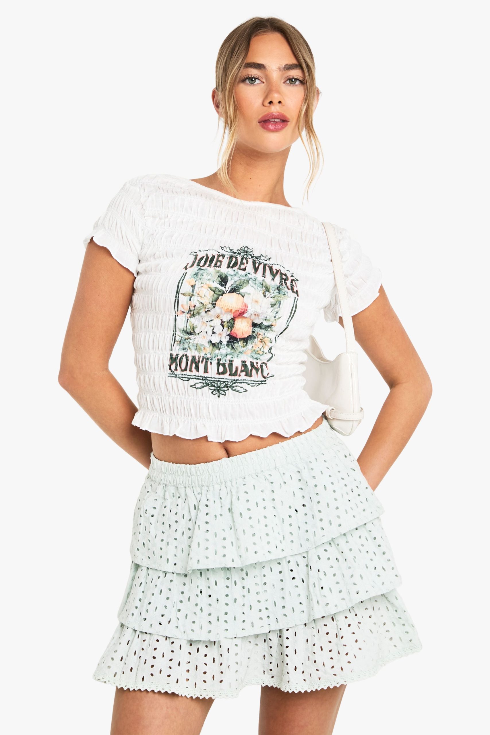 Broderie Ruffle Mini Skirt