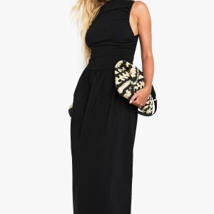 Ruched Drop Waist Sleeveless Midaxi Dress